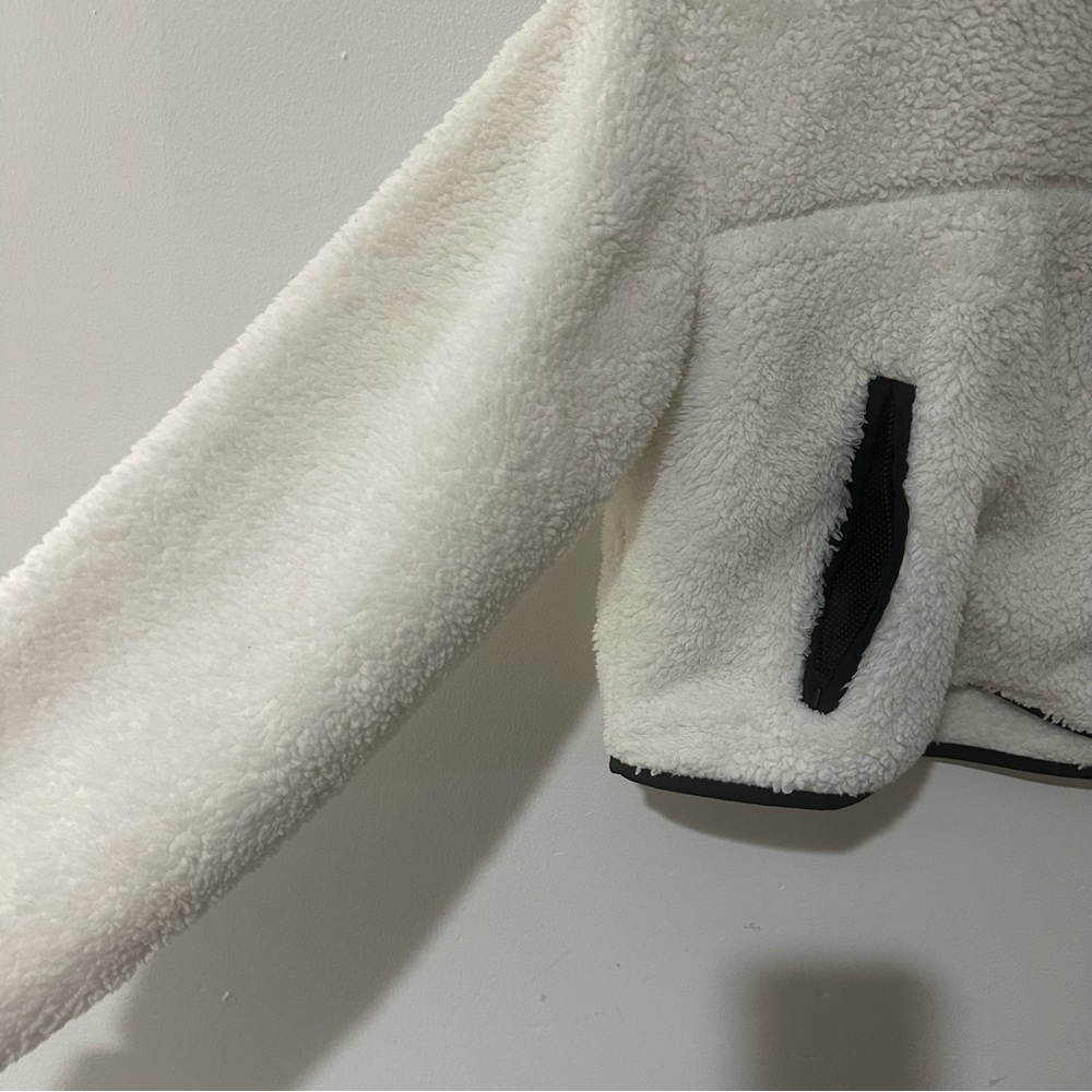 Nike Fleece Quarter Zip Cropped Pullover White Athleisure Women M - Picture 5 of 8